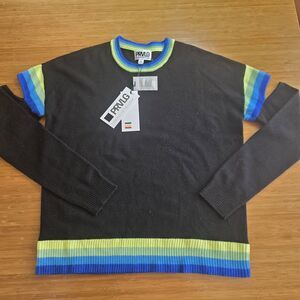 PRVLG Threads of Privilege Cashmere Sweater M NWT Colorblock Black Blue